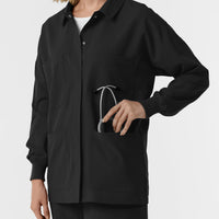 NURTUR Women’s Scrub Shirt Jacket - Black left front pocket