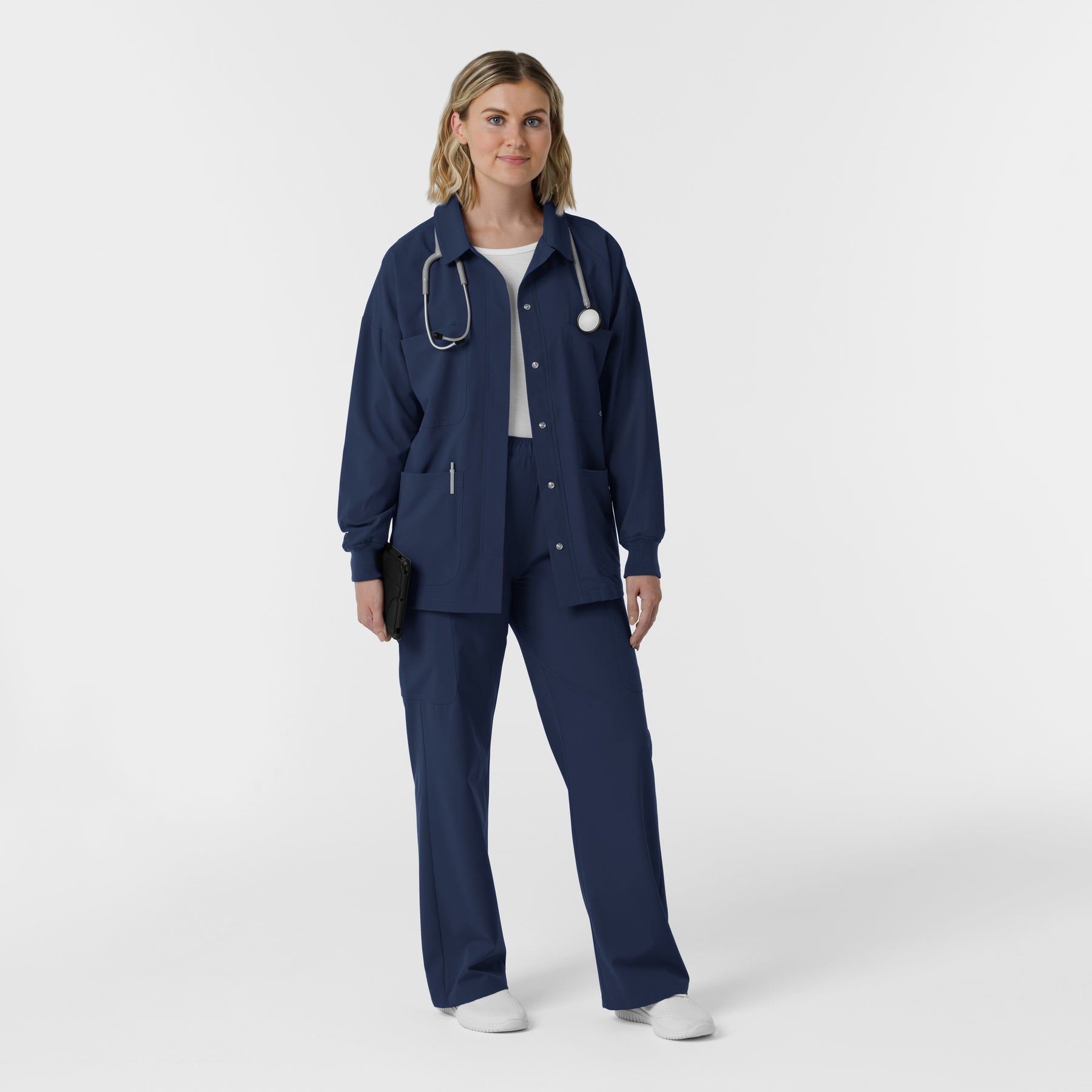 NURTUR Women’s Scrub Shirt Jacket - Navy scrub set