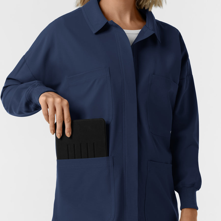 NURTUR Women’s Scrub Shirt Jacket - Navy front pocket