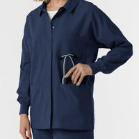 NURTUR Women’s Scrub Shirt Jacket - Navy left front pocket