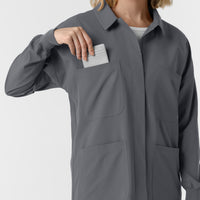 NURTUR Women’s Scrub Shirt Jacket Pewter chest pocket