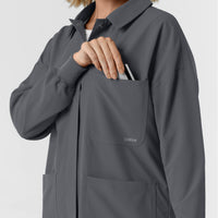 NURTUR Women’s Scrub Shirt Jacket Pewter left chest pocket