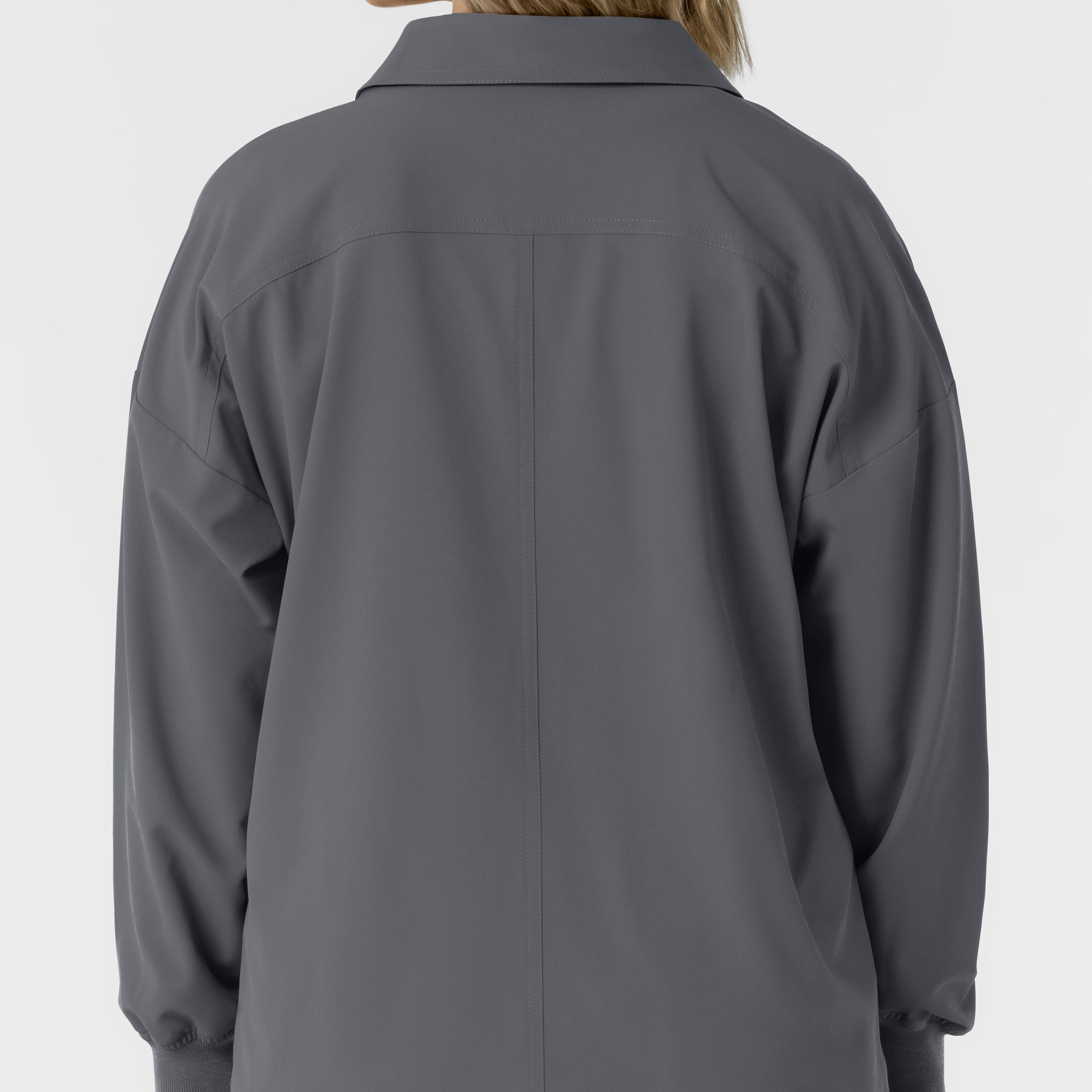 NURTUR Women’s Scrub Shirt Jacket Pewter back detail