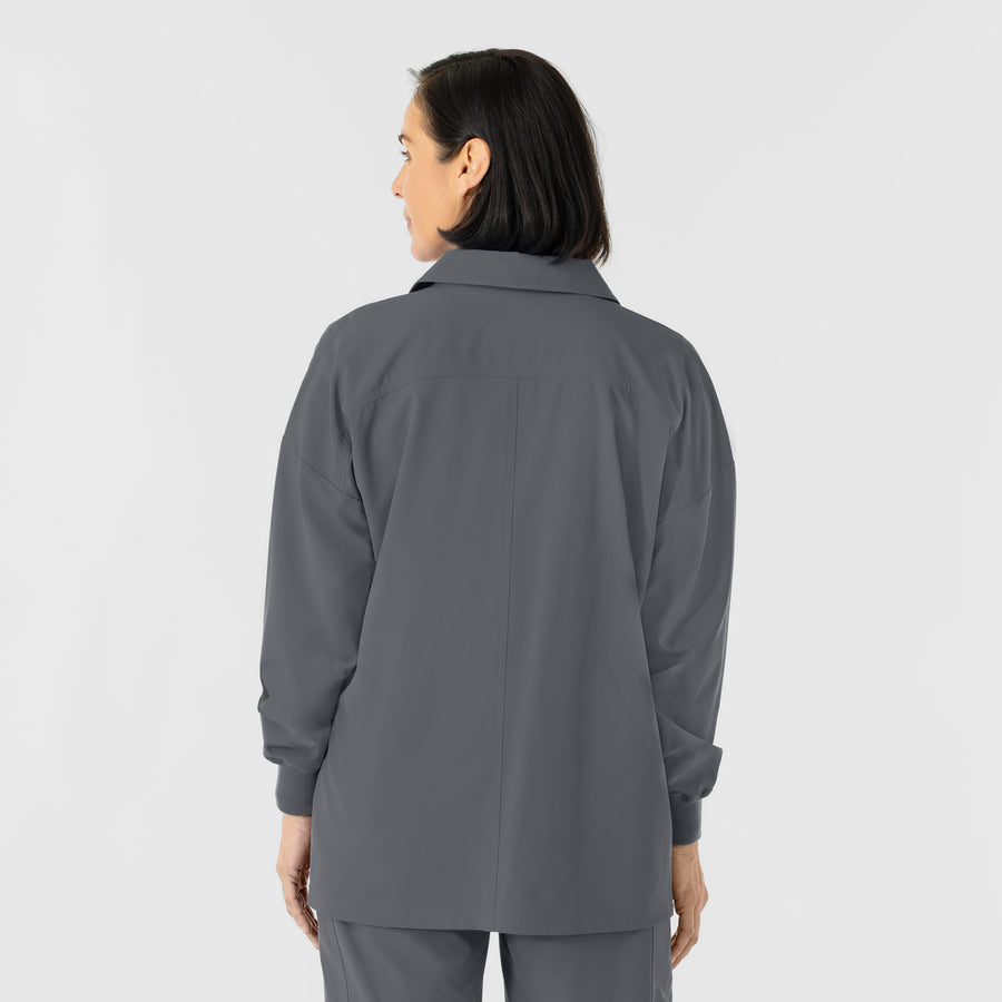 NURTUR Women’s Scrub Shirt Jacket Pewter back view