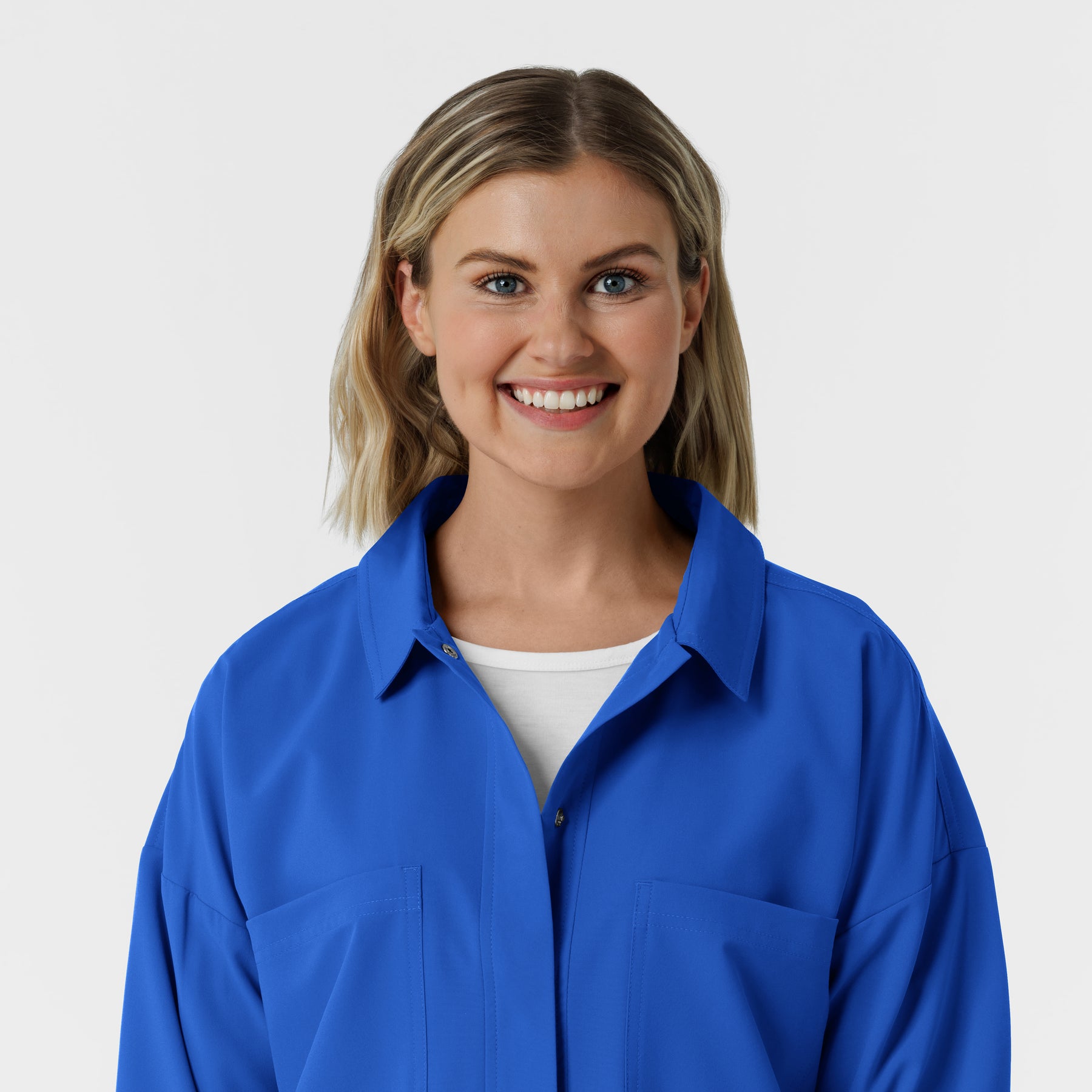 NURTUR Women’s Scrub Shirt Jacket royal neckline
