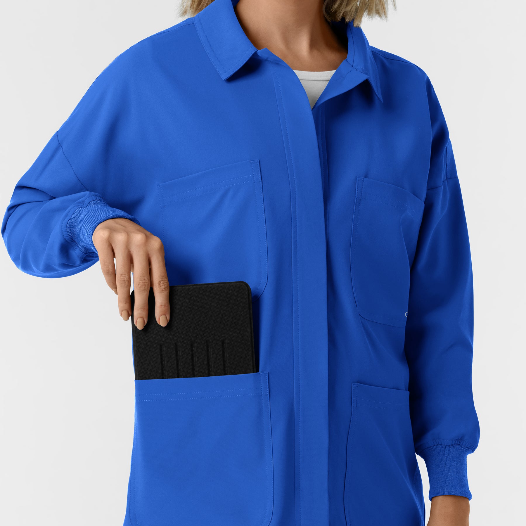 NURTUR Women’s Scrub Shirt Jacket royal front pocket