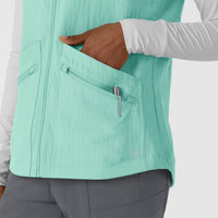 Layers Women's Everything Everywhere Scrub Vest Aruba Blue zip pocket