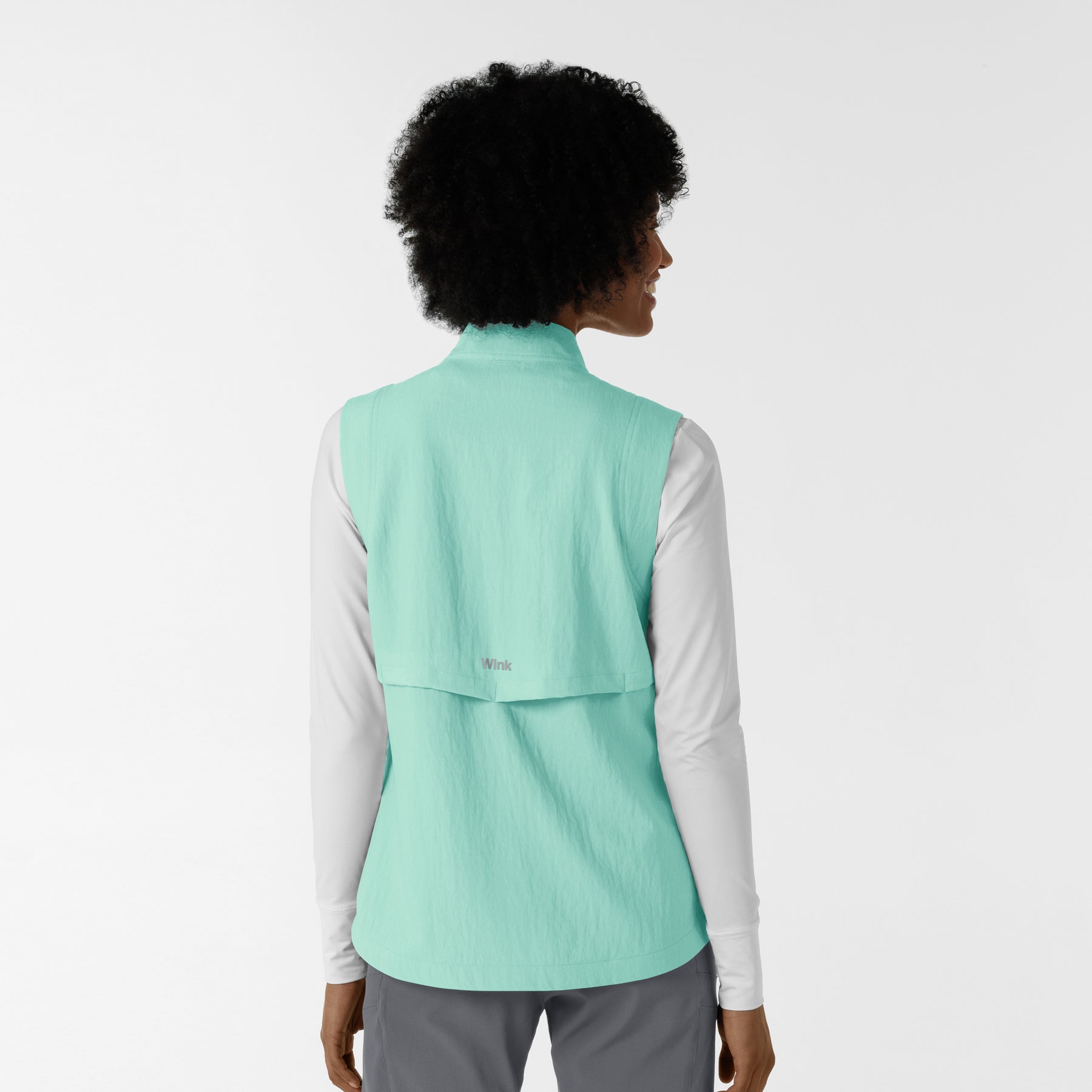 Layers Women's Everything Everywhere Scrub Vest Aruba Blue back view