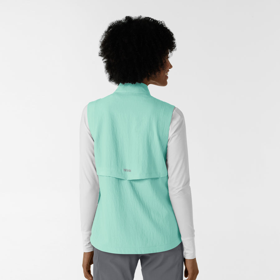 Layers Women's Everything Everywhere Scrub Vest Aruba Blue back view