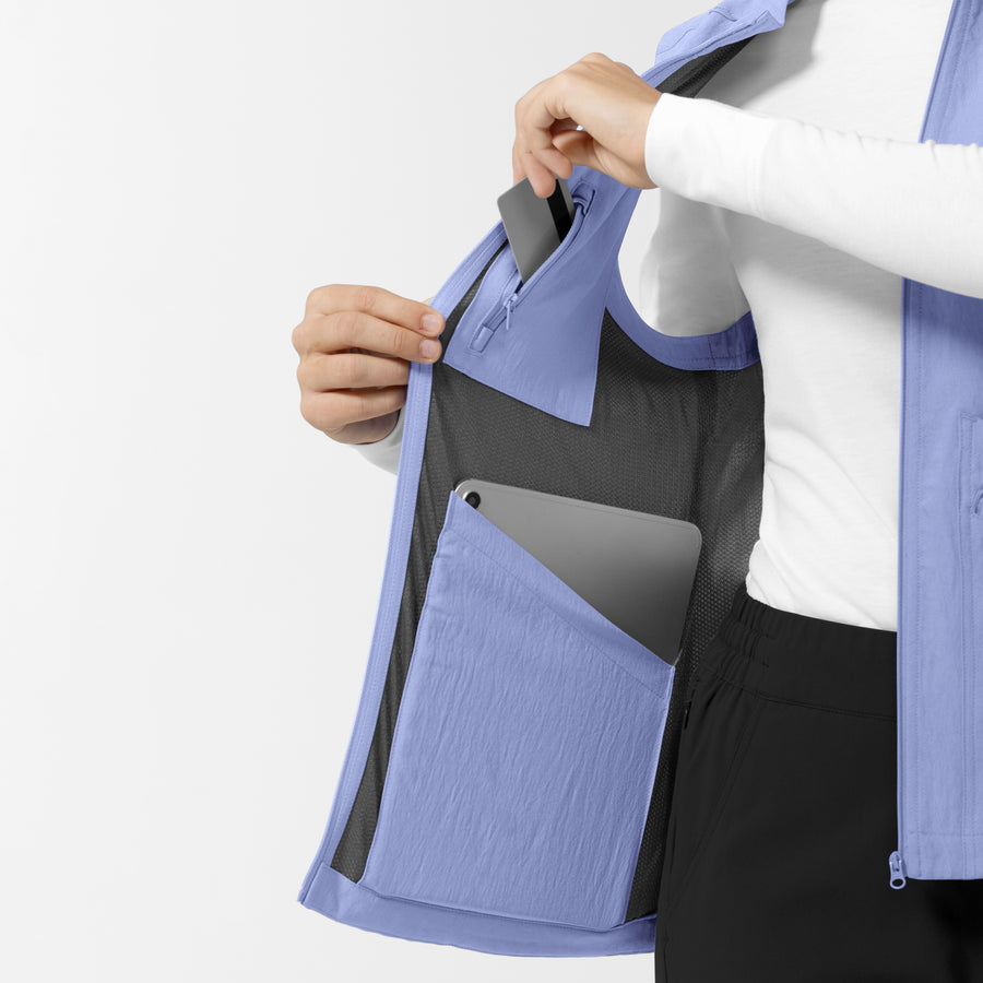 Layers Women's Everything Everywhere Scrub Vest Ceil Blue side detail 1