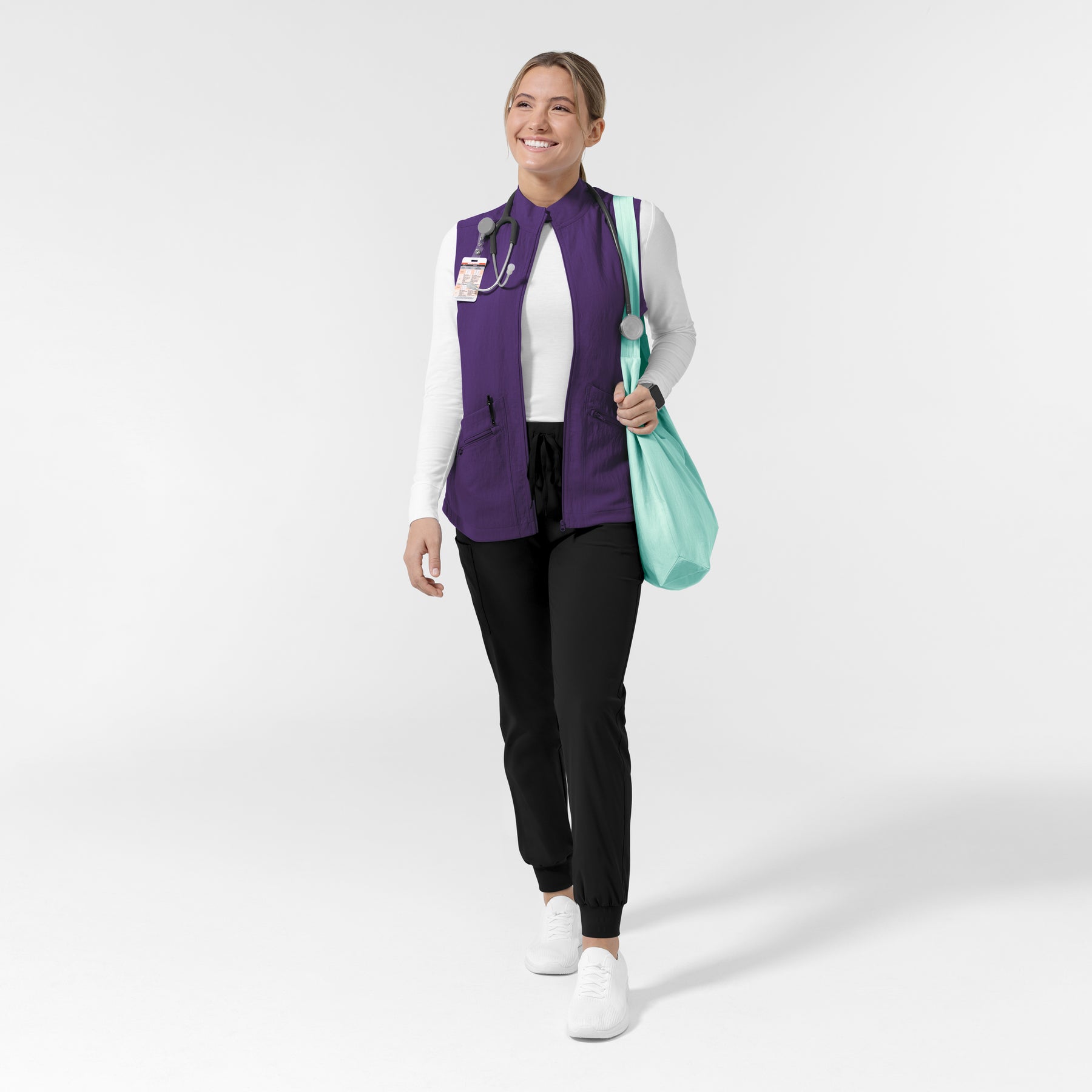 Layers Women's Everything Everywhere Scrub Vest Eggplant full scrub set