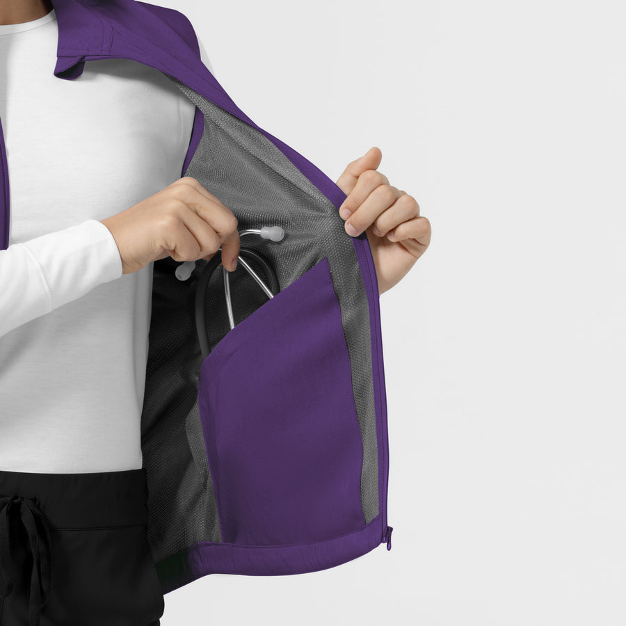 Layers Women's Everything Everywhere Scrub Vest Eggplant front detail