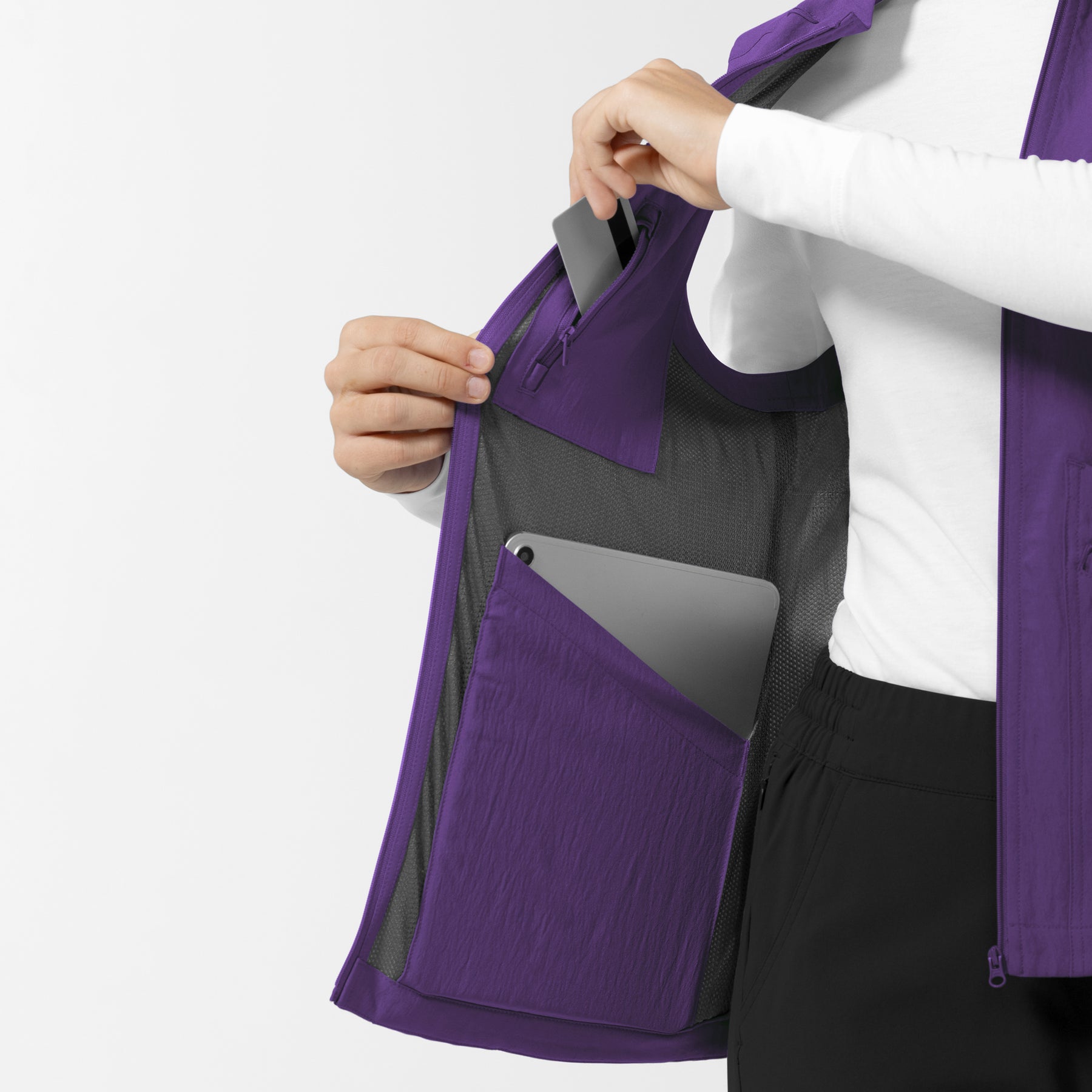Layers Women's Everything Everywhere Scrub Vest Eggplant side detail 1