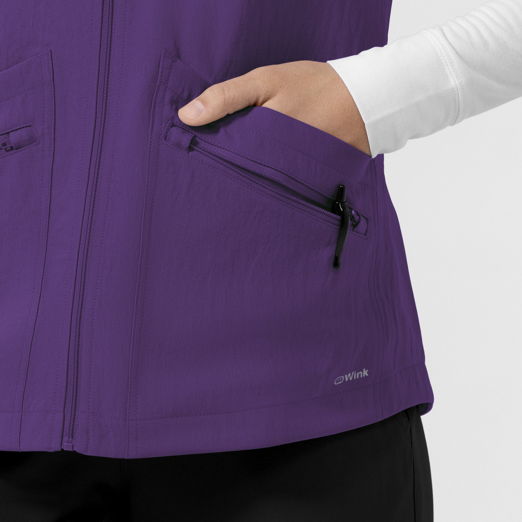 Layers Women's Everything Everywhere Scrub Vest Eggplant back detail