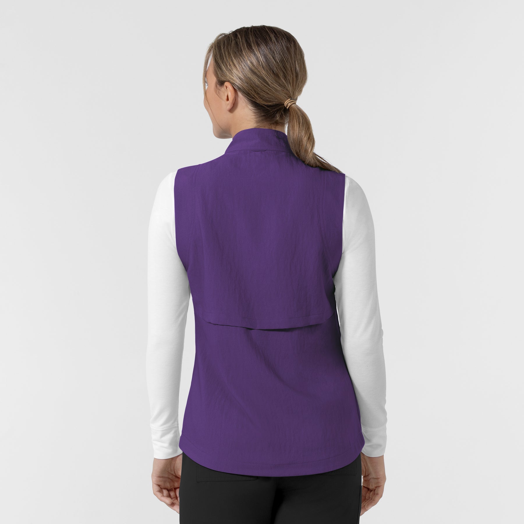 Layers Women's Everything Everywhere Scrub Vest Eggplant back view