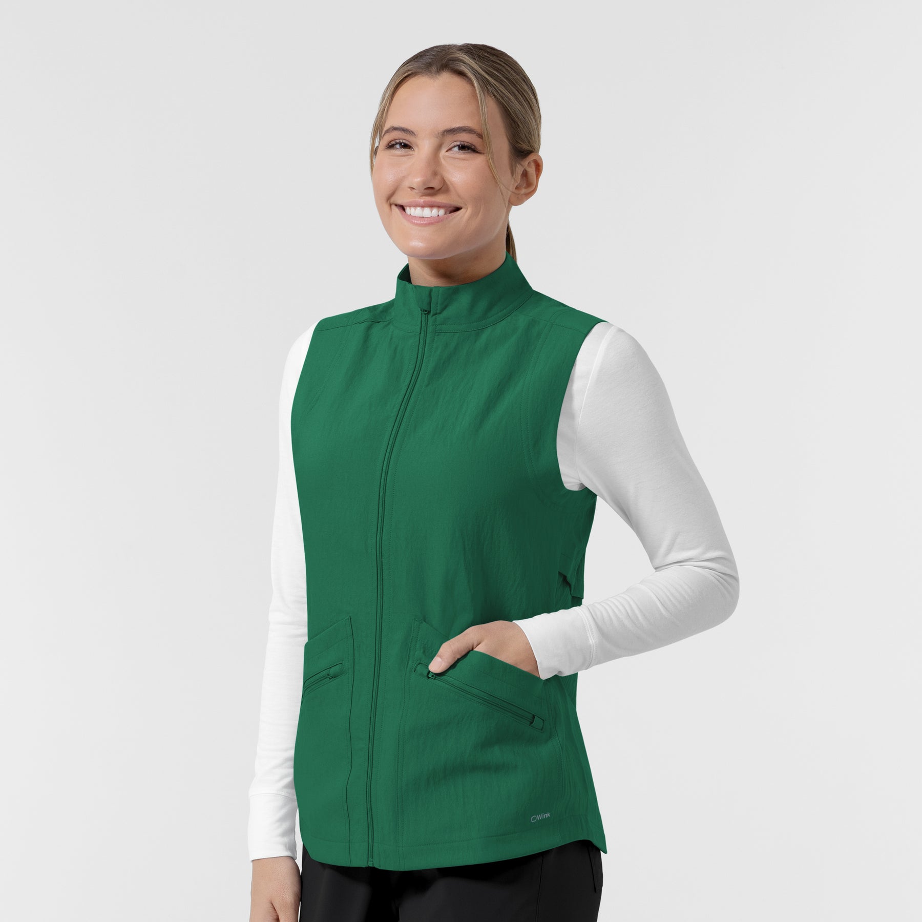 Layers Women's Everything Everywhere Scrub Vest Hunter Green side view