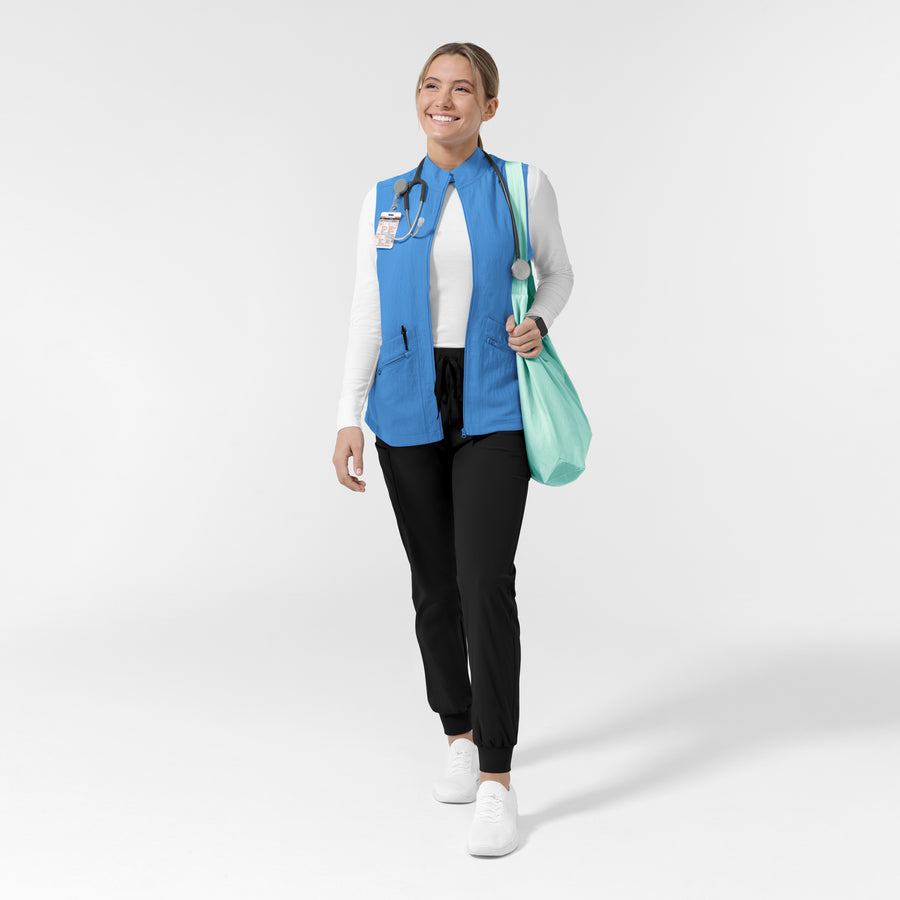 Layers Women's Everything Everywhere Scrub Vest Malibu Blue full scrub set
