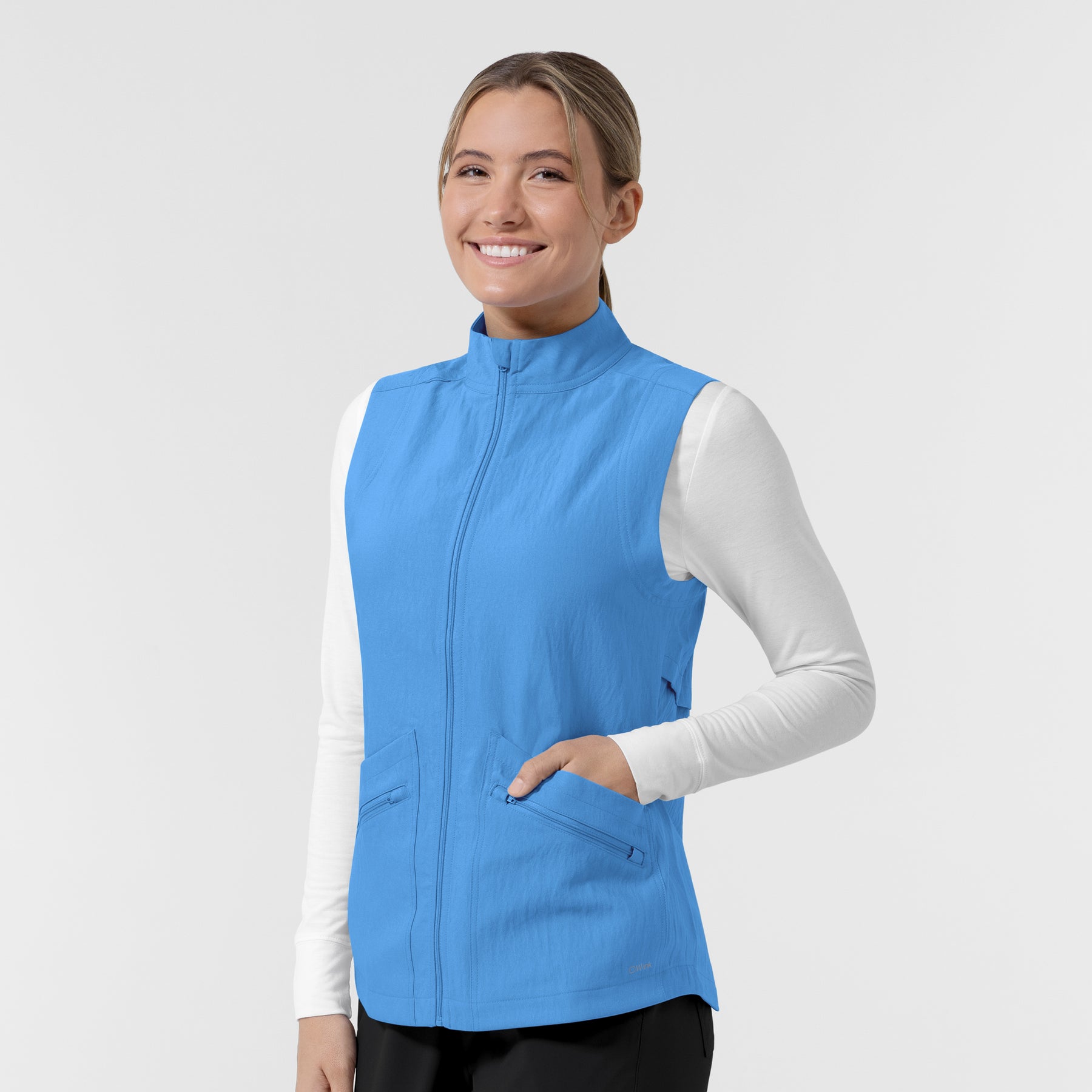 Layers Women's Everything Everywhere Scrub Vest Malibu Blue side view