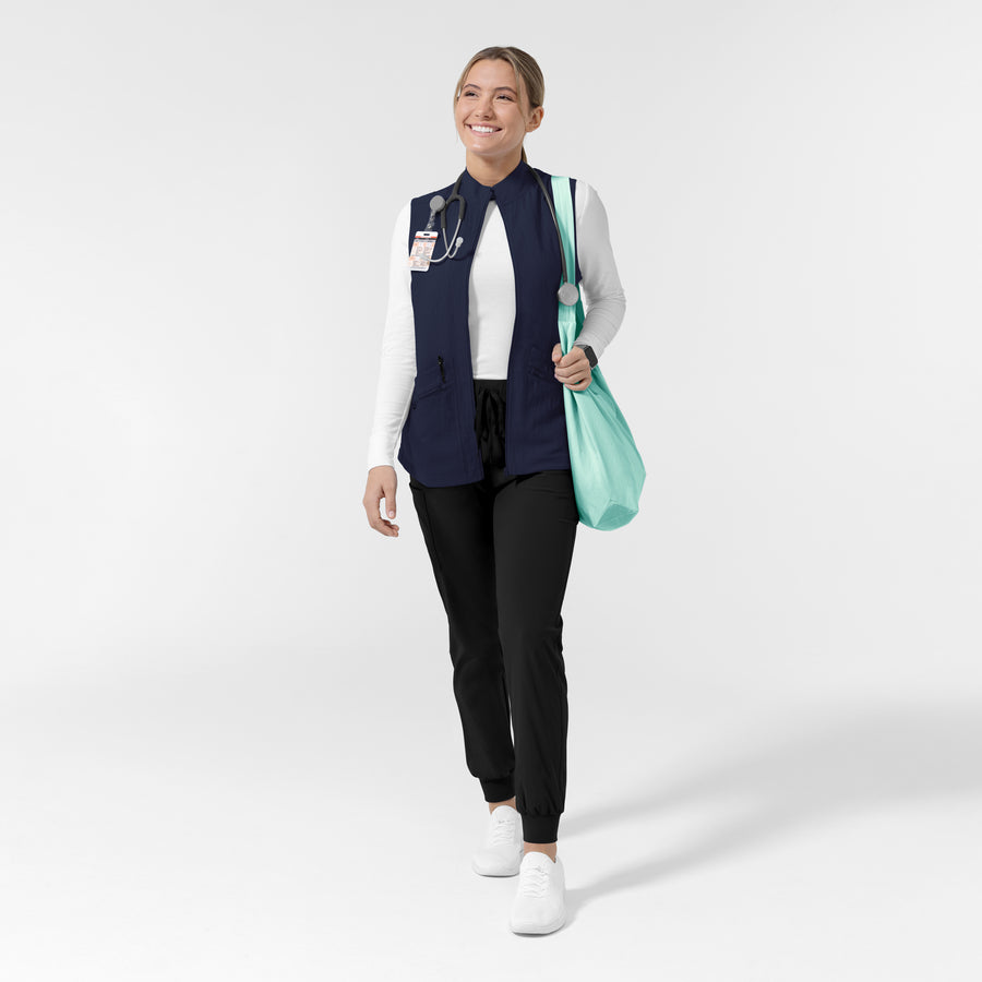 Layers Women's Everything Everywhere Scrub Vest Navy full scrub set