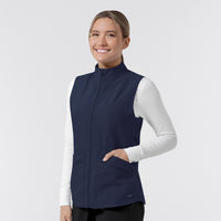 Layers Women's Everything Everywhere Scrub Vest Navy side view