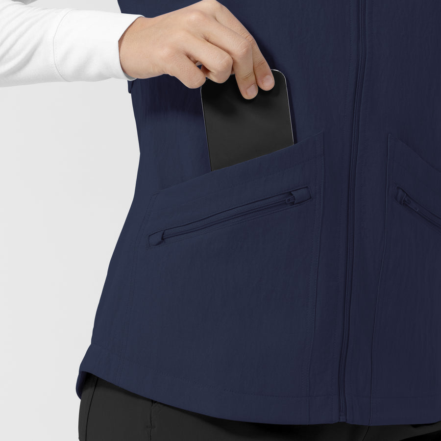 Layers Women's Everything Everywhere Scrub Vest Navy hemline detail