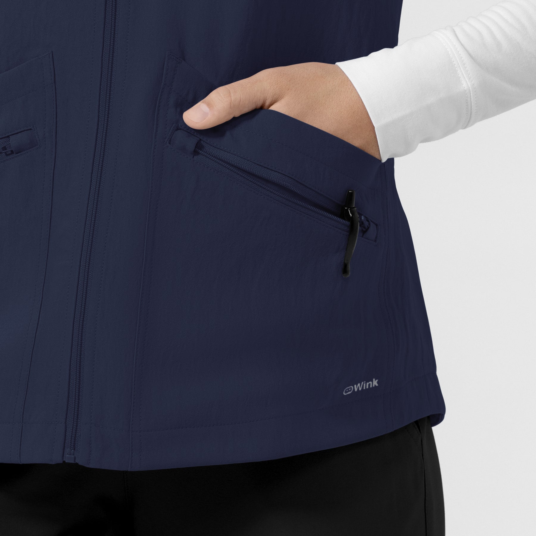 Layers Women's Everything Everywhere Scrub Vest Navy back detail