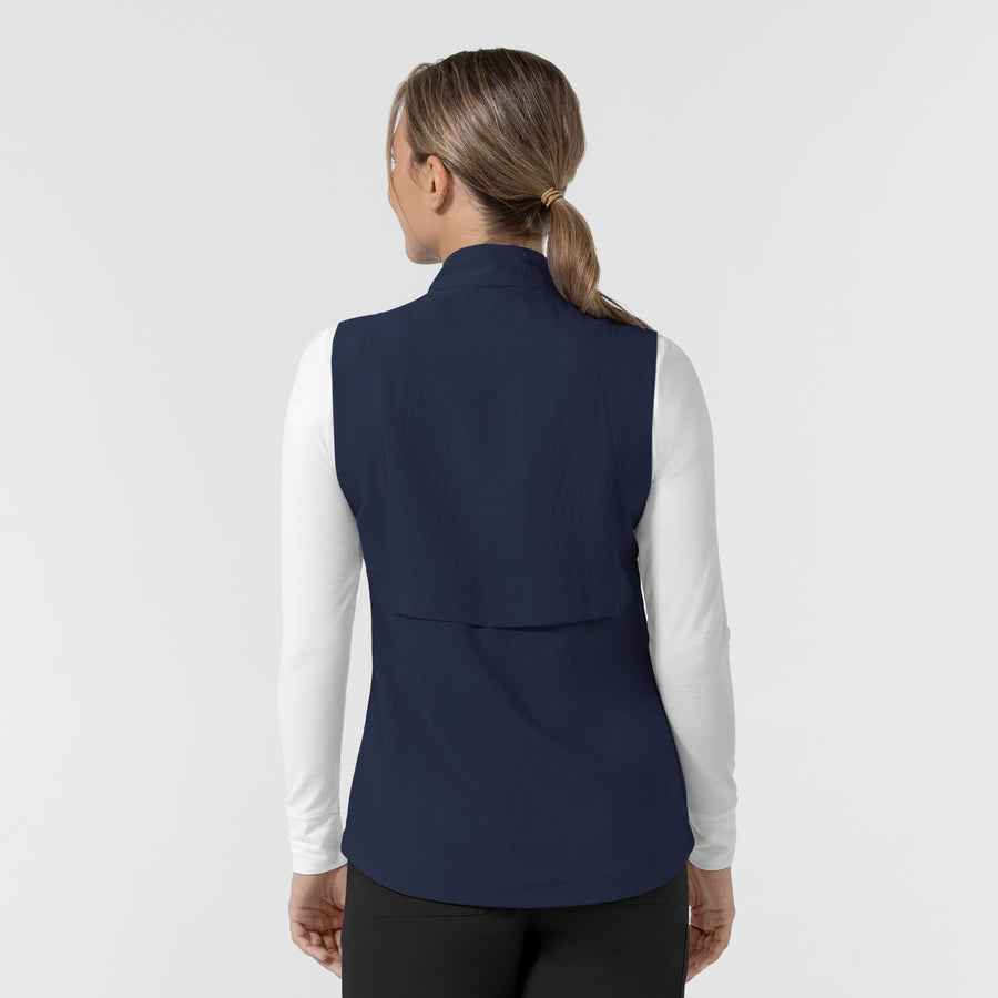 Layers Women's Everything Everywhere Scrub Vest Navy back view