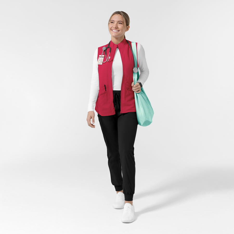 Layers Women's Everything Everywhere Scrub Vest Red full scrub set