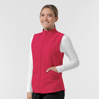 Layers Women's Everything Everywhere Scrub Vest Red side view