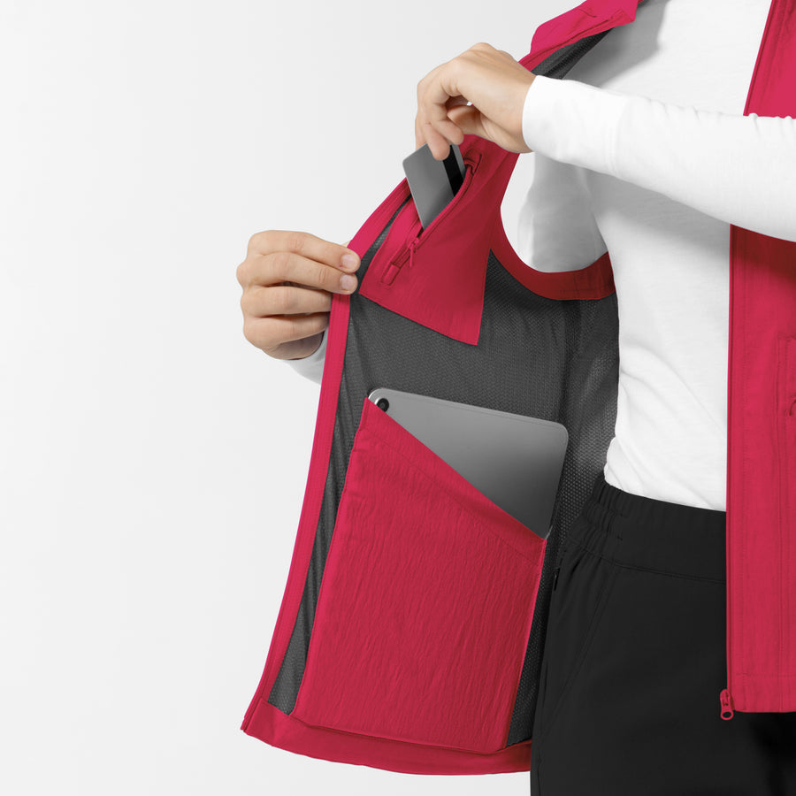 Layers Women's Everything Everywhere Scrub Vest Red side detail 1