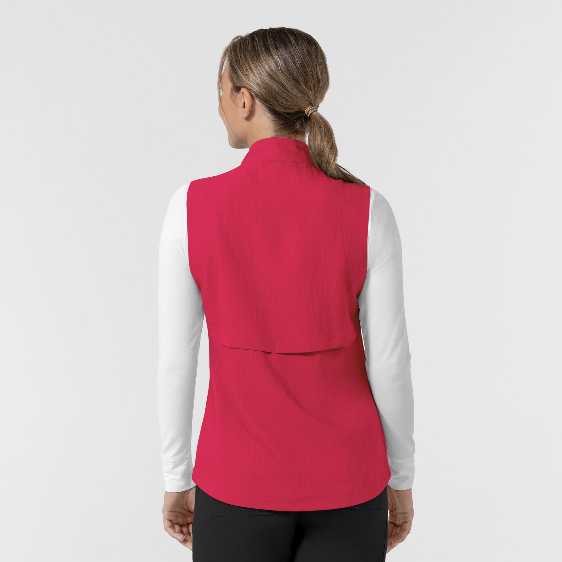 Layers Women's Everything Everywhere Scrub Vest Red back view