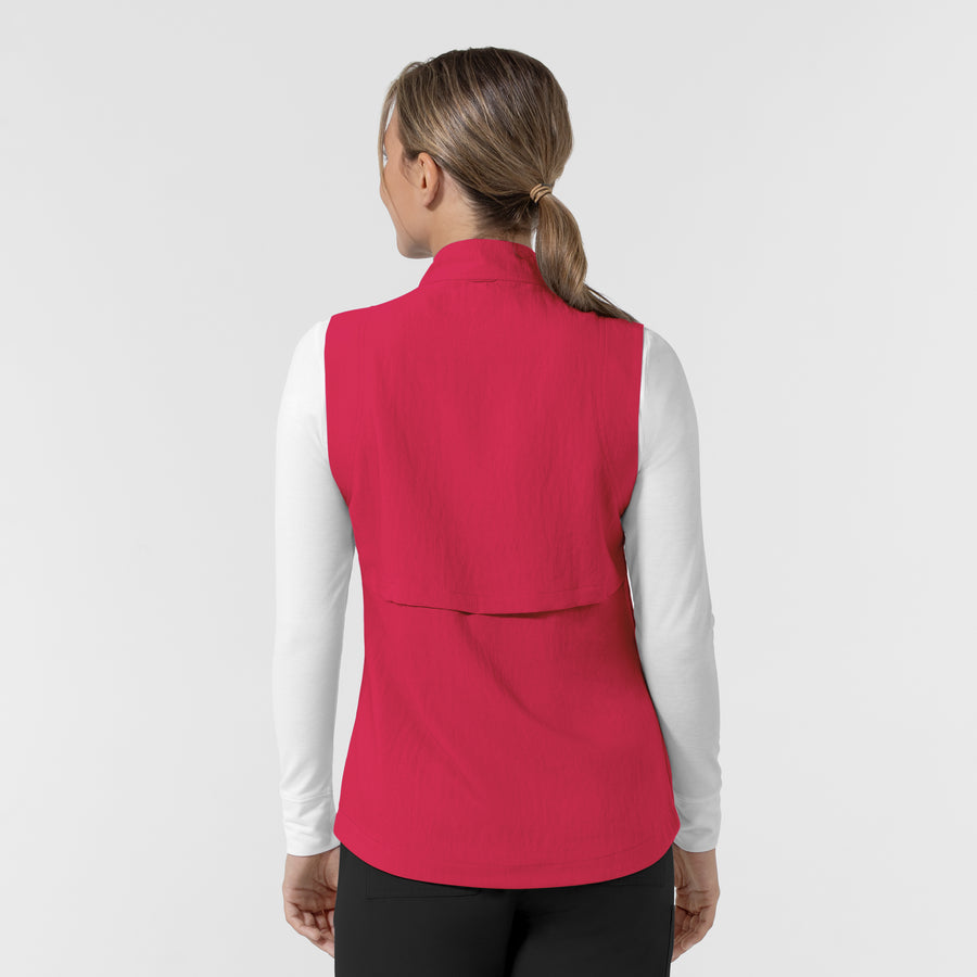 Layers Women's Everything Everywhere Scrub Vest Red back view