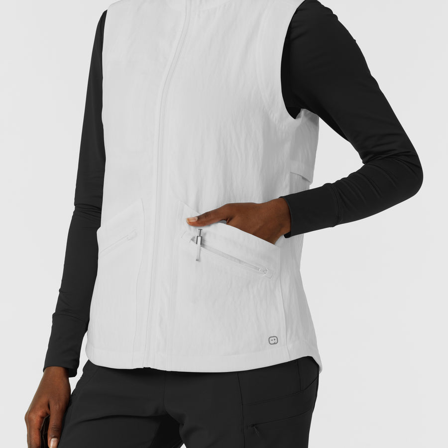 Women's Everything Everywhere Scrub Vest White left pockets