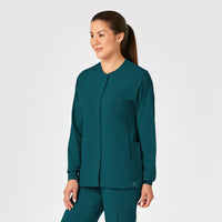 PRO Women's Snap Front Warm-Up Jacket Caribbean Blue front detail