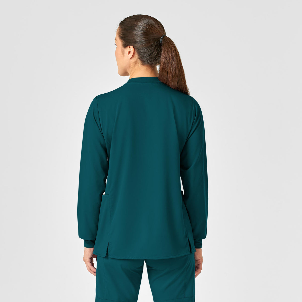PRO Women's Snap Front Warm-Up Jacket Caribbean Blue back view