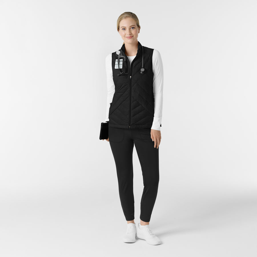 Knits and Layers Women's Quilted Scrub Vest Black full scrub set