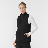 Knits and Layers Women's Quilted Scrub Vest Black side view