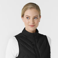 Knits and Layers Women's Quilted Scrub Vest Black front detail