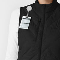 Knits and Layers Women's Quilted Scrub Vest Black side detail 2