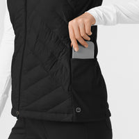 Knits and Layers Women's Quilted Scrub Vest Black back detail