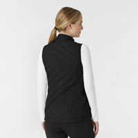 Knits and Layers Women's Quilted Scrub Vest Black back view