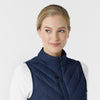 Knits and Layers Women's Quilted Scrub Vest Navy front detail