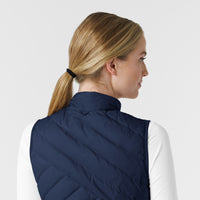 Knits and Layers Women's Quilted Scrub Vest Navy side detail 1