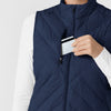 Knits and Layers Women's Quilted Scrub Vest Navy hemline detail