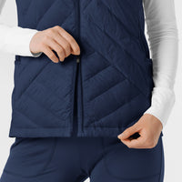 Women's Quilted Scrub Vest - Navy