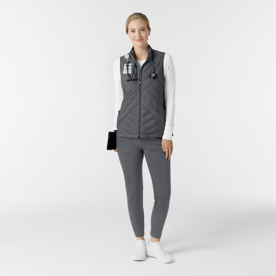 Knits and Layers Women's Quilted Scrub Vest Pewter full scrub set