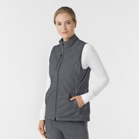 Knits and Layers Women's Quilted Scrub Vest Pewter side view
