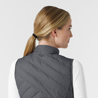 Knits and Layers Women's Quilted Scrub Vest Pewter side detail 1