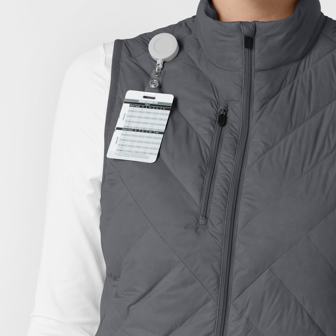 Knits and Layers Women's Quilted Scrub Vest Pewter side detail 2