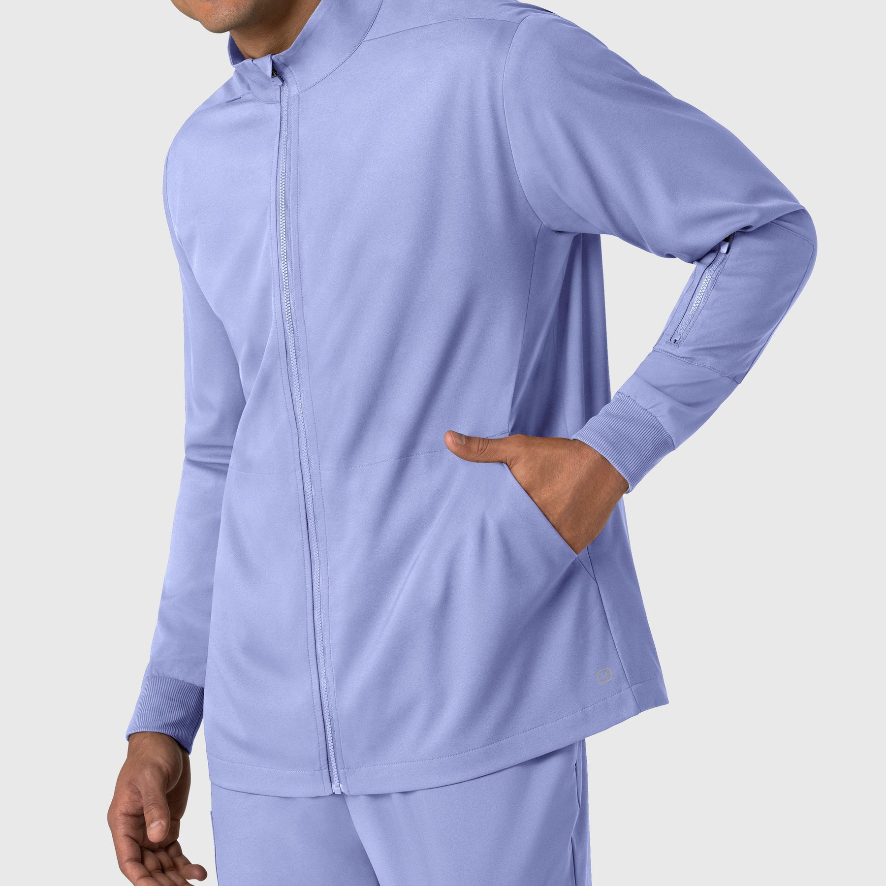 Boundless Men's Warm Up Jacket Ceil Blue front detail